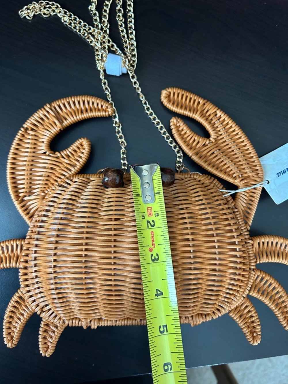 Crab Wicker Shoulder Bag in Cognac Brown - Picture 8 of 8